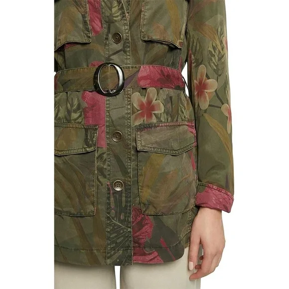 DESIGUALCamoasis Khaki Floral Parka Jacket SS21 Style 21SWEN13Size Medium